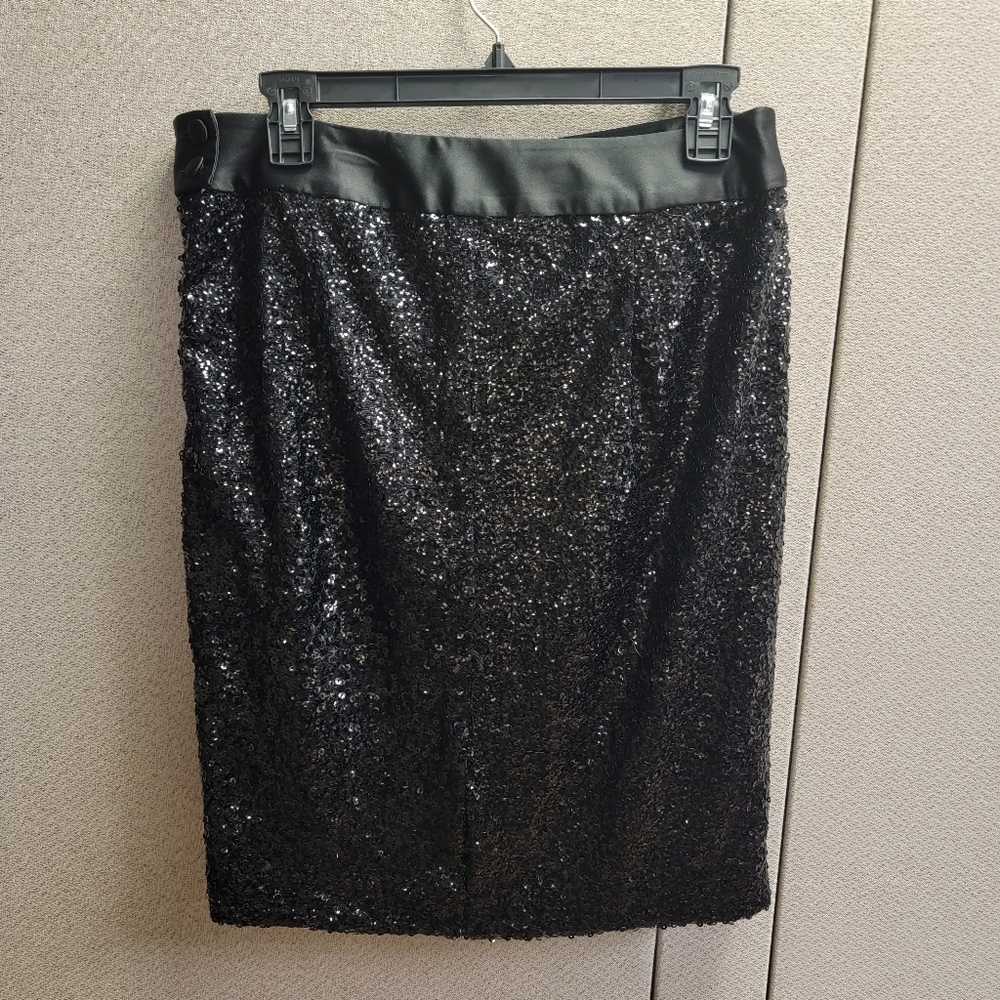 Express Black Sequin Pencil Skirt